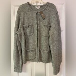 J.Crew Womens Size XL Sweater Preppy Stylish Gray Cardigan‎ Wool Blend New